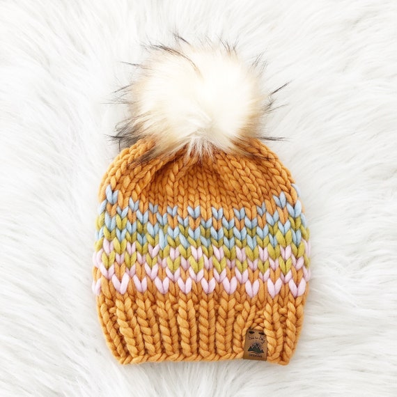 READY TO SHIP - Adult 100% Merino Wool Hand Knit Chunky Hat  display picture 1