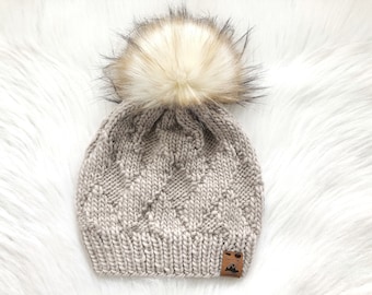 READY TO SHIP - Adult 100% Wool Hand Knit Hat, Luxury Collection
