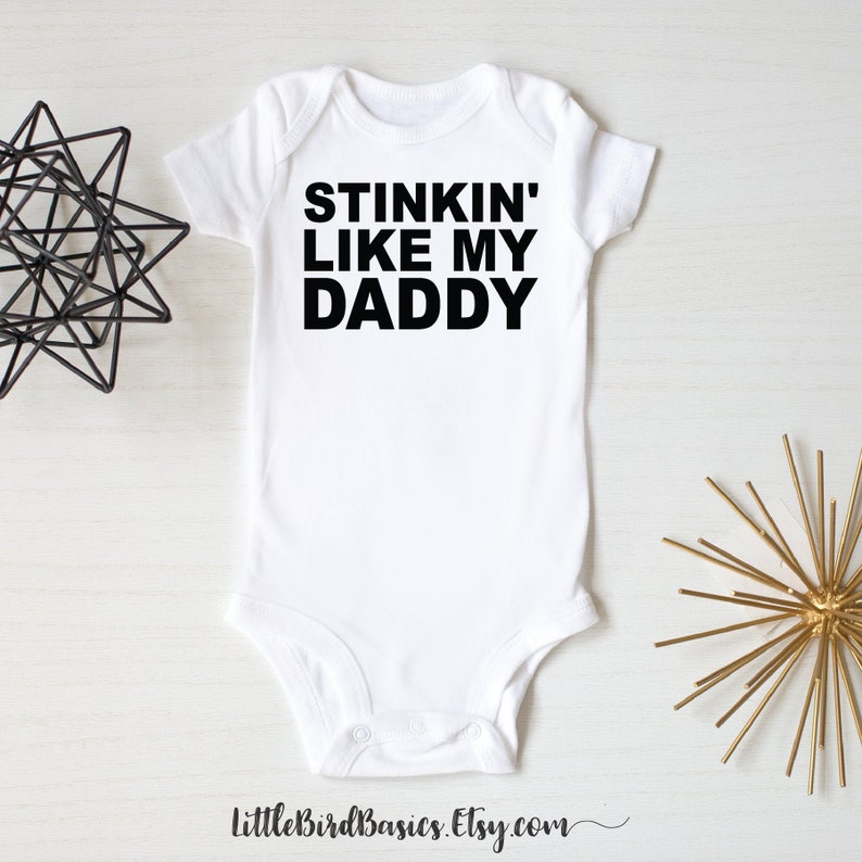 baby announcement onesie new dad reveal pregnant pregnancy stinky dad baby onesie funny baby shower gift Pregnancy announcement onesie