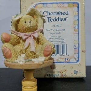 Vintage Cherished Teddies 3 &quot;Lampen Abschluss Mädchen Bär Blume Strohhut 1994 Enesco