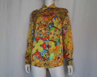 Yellow Mulberry Silk Shirt in Satin 16mm