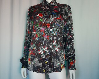 Almost Black & White Mulberry Silk in Satin 16mm