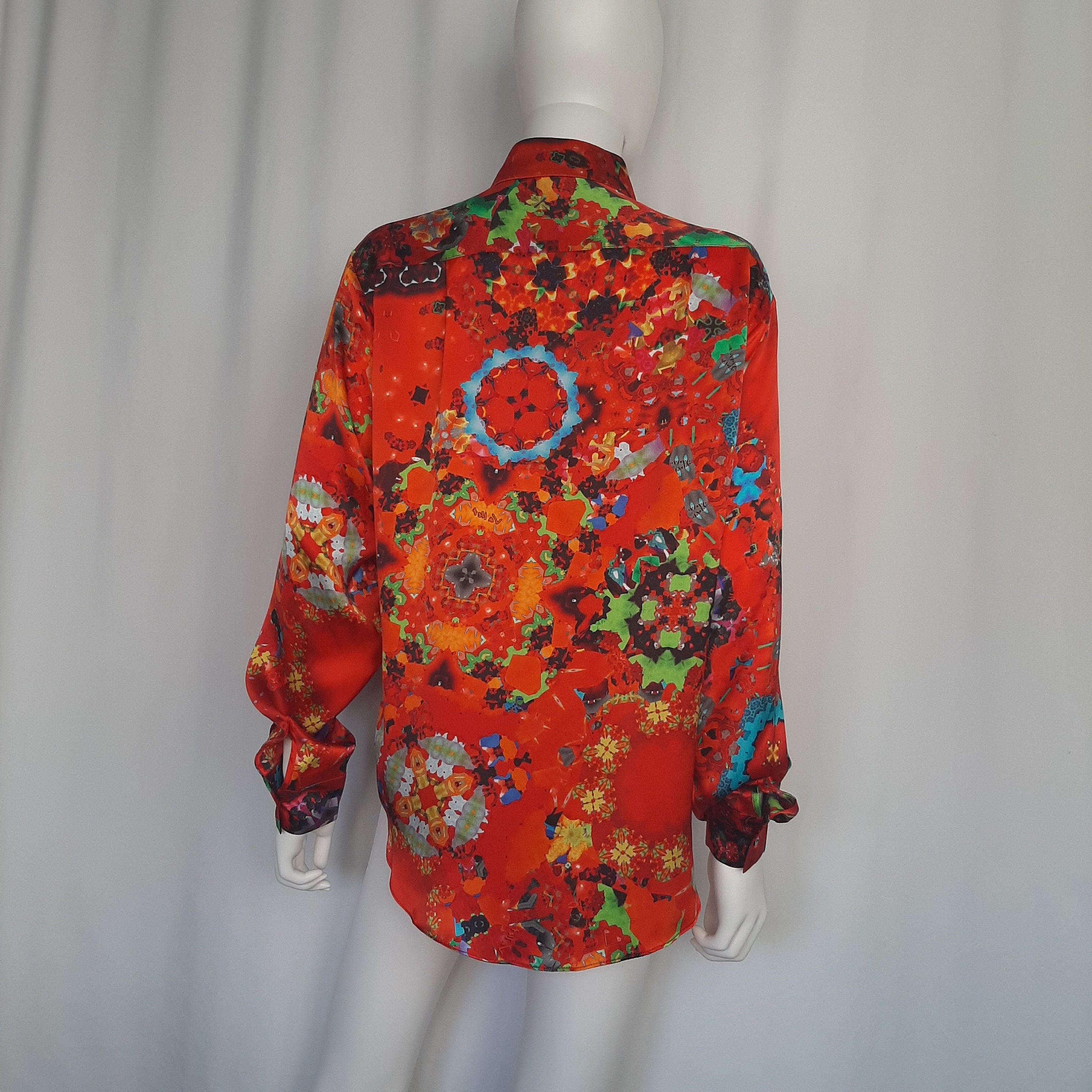 Red Mulberry Silk Shirt in Satin 16mm Etsy