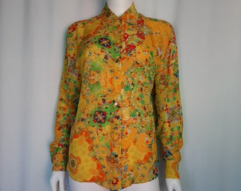 Yellow Mulberry Silk Shirt in Chiffon 12mm