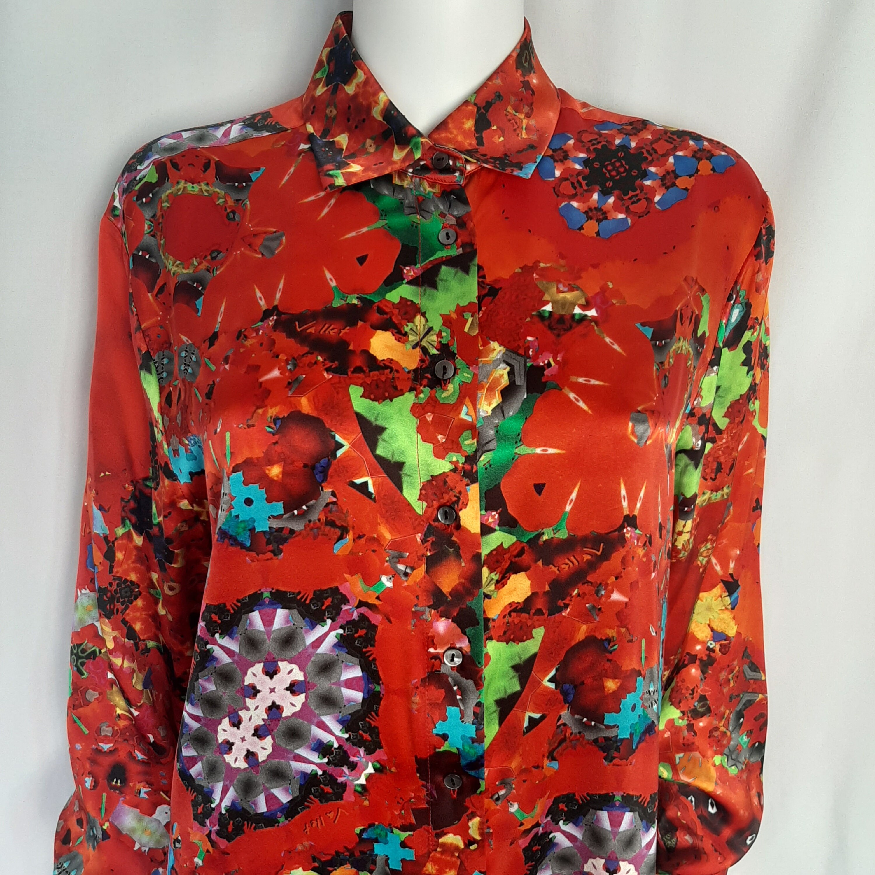 Red Mulberry Silk Shirt in Satin 16mm Etsy