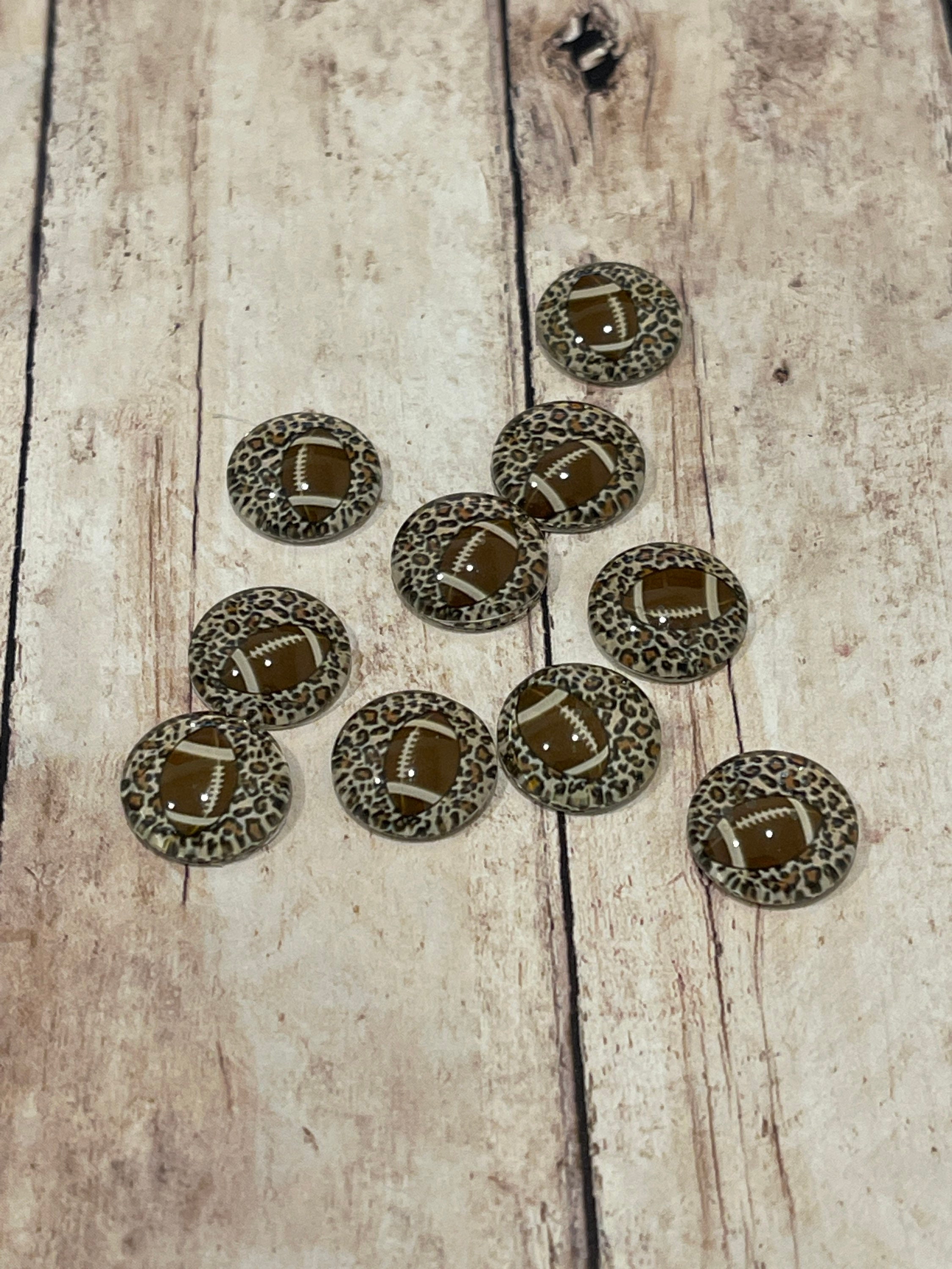 Leopard football 12mm Glass Cabochon