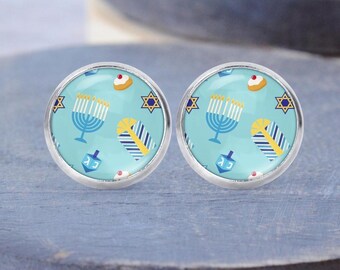 Hanukkah Earrings, Hanukkah Necklace, Dangle Earrings, Cuff Links