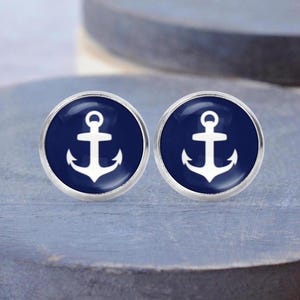 Anchor Stud Earrings, Anchor Necklace, Boat Jewelry, Boating Cuff Links, Gift For Boat Owner