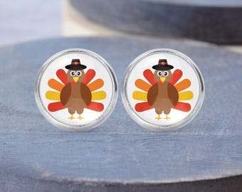 Turkey Stud Earrings: Thanksgiving Necklace, Turkey Jewelry