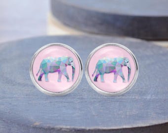 Elephant Stud Earrings, Elephant Necklace, Elephant Jewelry