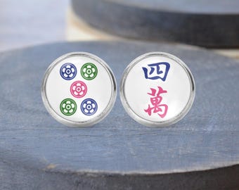 Mahjong Stud Earrings, Pendant Necklace, Dangle Earrings - Post Queen