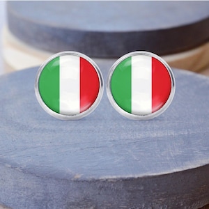 イタリア国旗スタッドイヤリング、イタリアネックレス、カフスボタン、イタリアキーチェーン、イタリアギフト