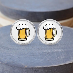 Beer Stud Earrings, Beer Necklace, Beer Jewelry, Beer Drinker Gift, Beer Cuff Links, Dangle Earrings