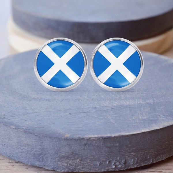 Scotland Flag Earrings, Scottish Necklace, Scotland Jewelry, Cuff Links, Scotland Key Chain