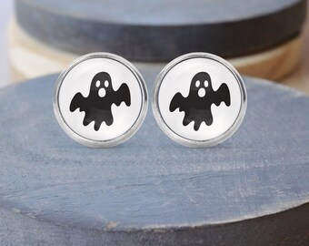 Ghost Stud Earrings, Halloween Earrings, Ghost Necklace, Dangle Earrings, Clip on Earrings