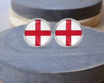 England Flag Stud Earrings, England Necklace, Cuff Links, England Keychain, English Jewelry