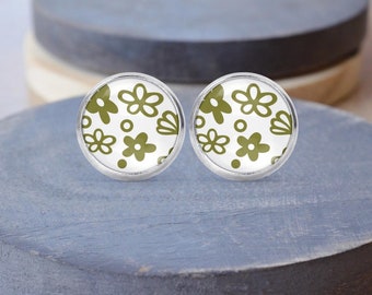Spring Blossom Stud Earrings, Pyrex Necklace, Pyrex Earrings, Flower Jewelry, Dangle Earrings, Gift For Her