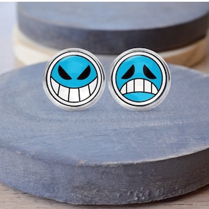 Happy Sad Face Stud Earrings, Anime Earrings, Gift For Guy, Gift For Her, Dangle Earrings, Clip On Earrings