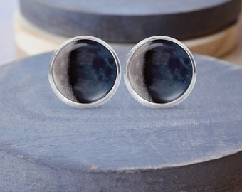 Moon Phase Earrings, Moon Necklace, Birthday Moon Gift, Cuff Links, Dangle Earrings, Lunar Phase Gift