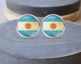 Argentina Flag Earrings, Argentina Necklace, Cuff Links, Argentine Keychain, Dangle Earrings