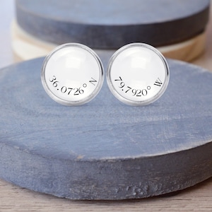 Coördinaten oorknopjes, coördineert ketting, coördineert sieraden, oorbellen met hendel terug, hangoorbellen, jubileumcadeau, huwelijkscadeau