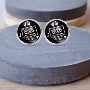 Brincos de fita mista, colar de música, abotoaduras de músico, presente de músico, brincos pendurados