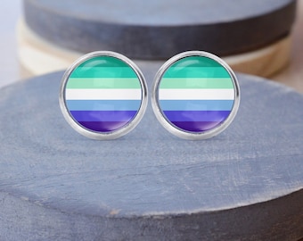 Gay Male Pride Stud Earrings, Pride Necklace, Gay Male Jewelry, Dangle Earrings, Cuff Links