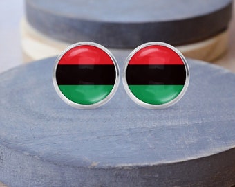 Pan African Earrings, African Flag Necklace, Kwanzaa Earrings, African Cuff Links, Flag Key Chain