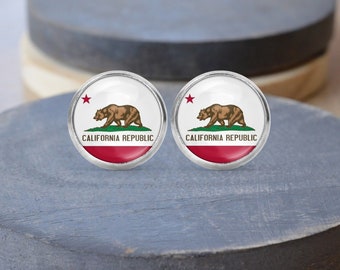 California Flag Earrings, California Necklace, Cuff Links, California Keychain, Dangle Earrings