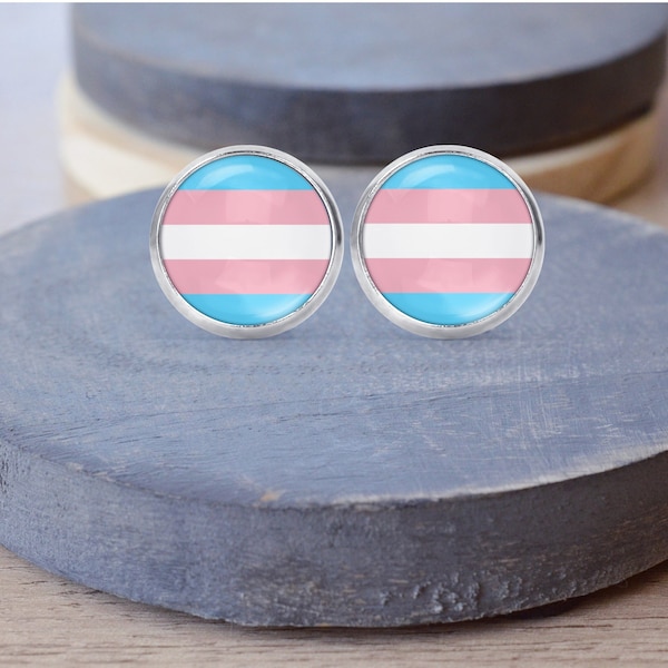 Transgender Stud Earrings, Transgender Flag, Androgynous Jewelry, Transgender Necklace, Post Earrings, Pride Earrings