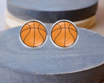 Basketball Stud Earrings, Sports Earrings, Basketball Necklace, Dangle Earrings, Clip Ons