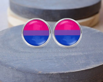 Bisexual Stud Earrings, Bisexual Jewelry, Bisexual Flag, LGBTQ Earrings, Bisexual Necklace, Bisexual Gift