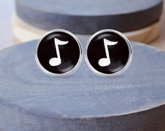 Music Note Stud Earrings, Music Necklace, Musician Cuff Links, Musician Gift, Dangle Earrings
