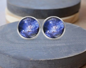 Galaxy Stud Earrings, Space Earrings, Stars Necklace, Dangle Earrings, Clip Ons