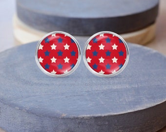 Star Stud Earrings, 4th of July Earrings, Star Necklace, Star Jewelry, Patriotic Gift, July 4th Charm