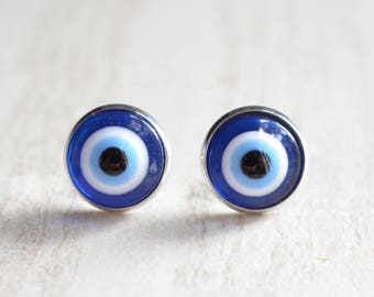 Evil Eye Stud Earrings Evil Eye Jewelry Evil Eye Post Earrings Gifts For Her