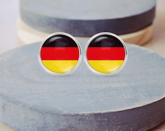 Germany Flag Earrings, German Necklace, Cuff Links, Germany Keychain, Dangle Earrings
