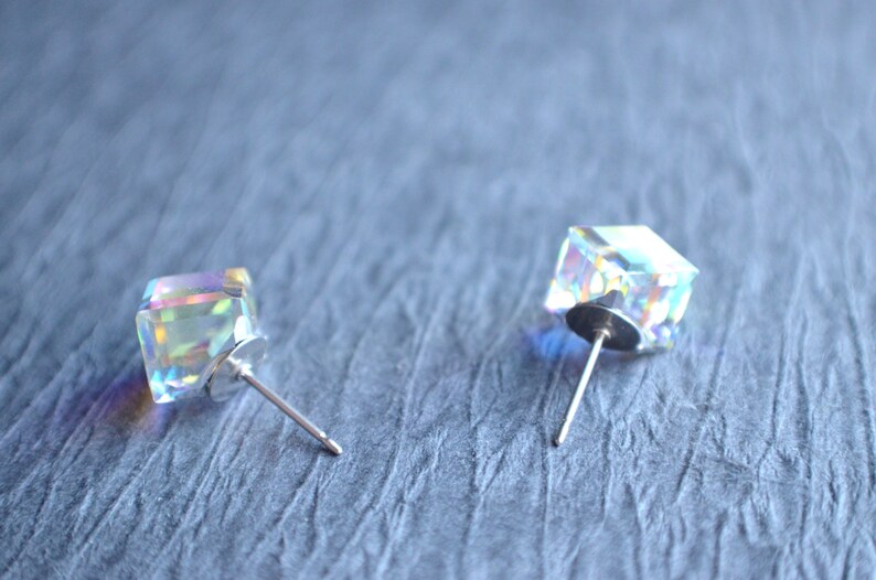 Crystal Stud Earrings Clear AB Post Earrings Crystal Studs Etsy