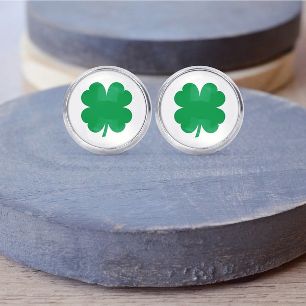 Shamrock Stud Earrings, 4 Leaf Clover Earrings, St Patricks Day Earrings, Shamrock Key Chain, Shamrock Necklace