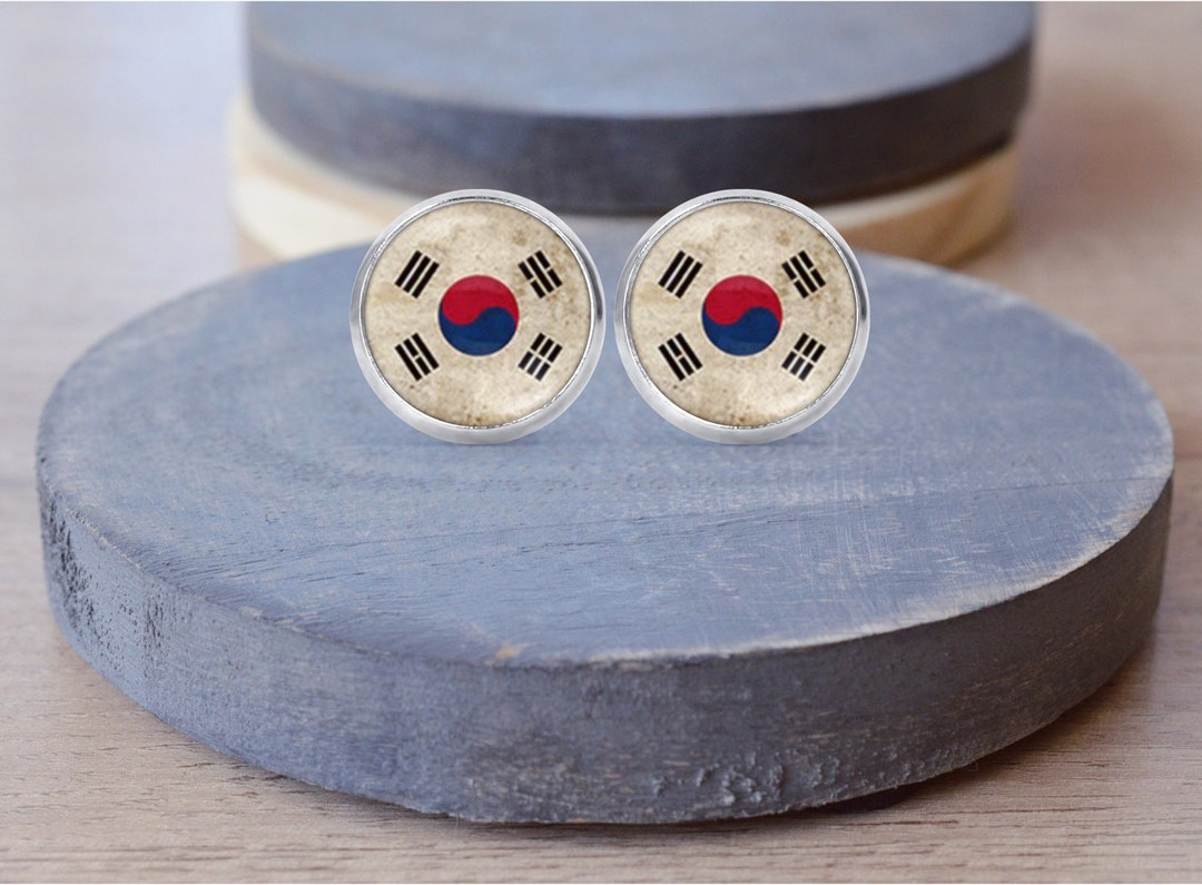 South Korea Flag Earrings, South Korea Necklace, South Korean Jewelry ...