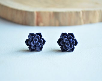 Blue Succulent Earrings, Plant Earrings, Succulent Jewelry, Gardner Gift, Gifts For Woman