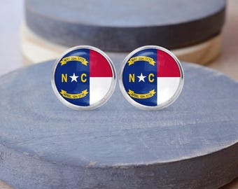 Oorbellen vlag North Carolina, NC-ketting, bengeloorbellen, NC-manchetknopen, cadeau North Carolina