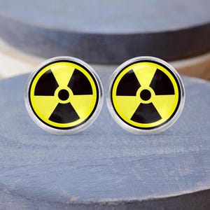 Radiation Stud Earrings, Radiation Necklace, Hazard Jewelry, Dangle Earrings, Hazard Cuff Links