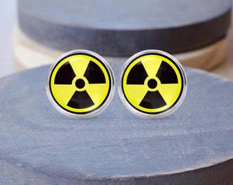 Radiation Stud Earrings, Radiation Necklace, Hazard Jewelry, Dangle Earrings, Hazard Cuff Links
