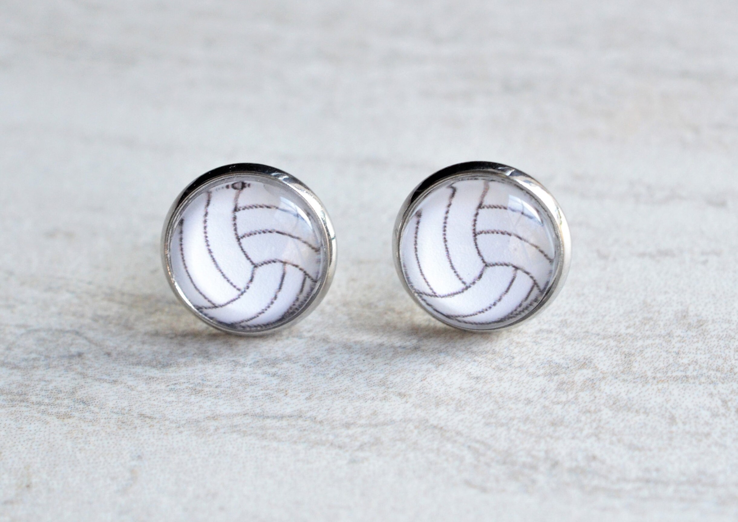 Volleyball Stud Earrings Volleyball Keychain Sports Earrings Etsy