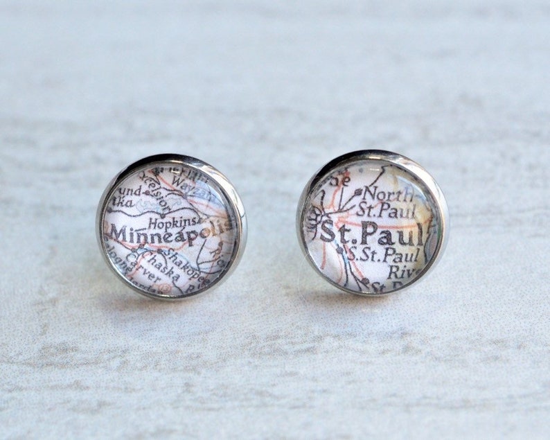 Minneapolis Earrings St Paul Earrings Minnesota Map Earrings Etsy