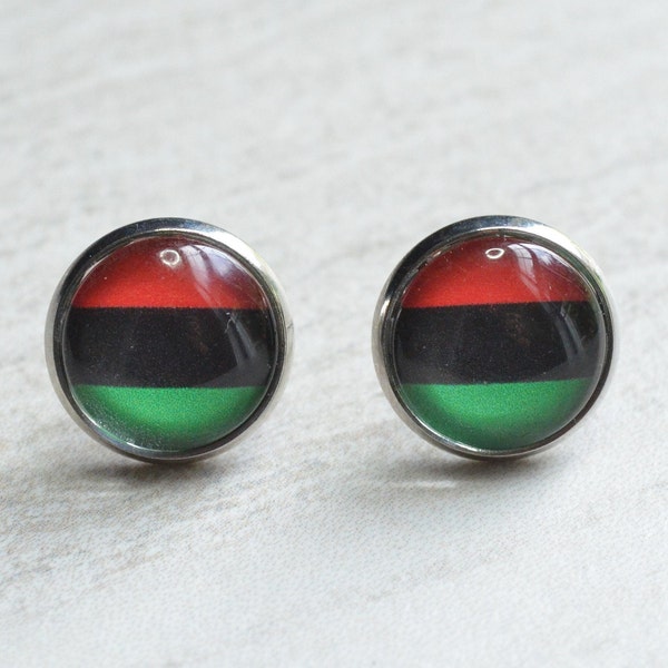 Pan African Earrings, African Flag Necklace, Kwanzaa Earrings, African Cuff Links, Flag Key Chain