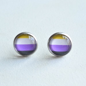 Non Binary Stud Earrings Nonbinary Flag Gender Binary - Etsy