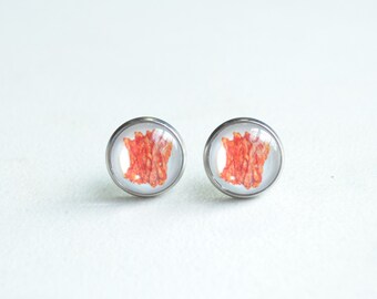 Bacon Stud Earrings, Bacon Jewelry, Bacon Gift, Bacon Necklace, Lever Back Earrings, Dangle Earrings