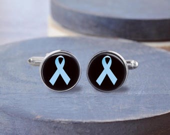 Prostate Ribbon Cuff Links, Stainless Steel Cuff Links, Prostate Cancer Gift, Cancer Pin, Gift For Guy